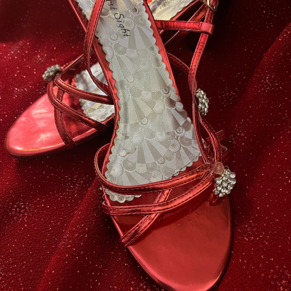 Bling Red Open Shoes Size  8.5
